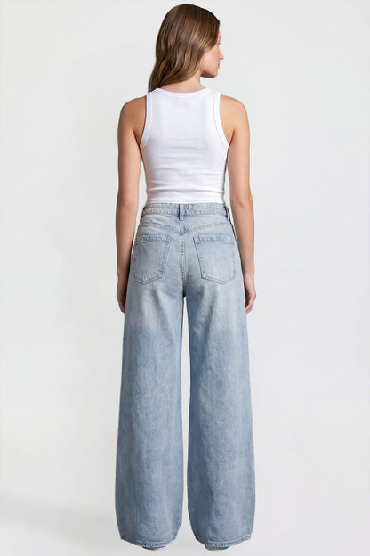 Ymi Women's Baggy Wide Leg Jeans in J Faded Blue view 5 - Womens Baggy Jeans Y2K (bottom)