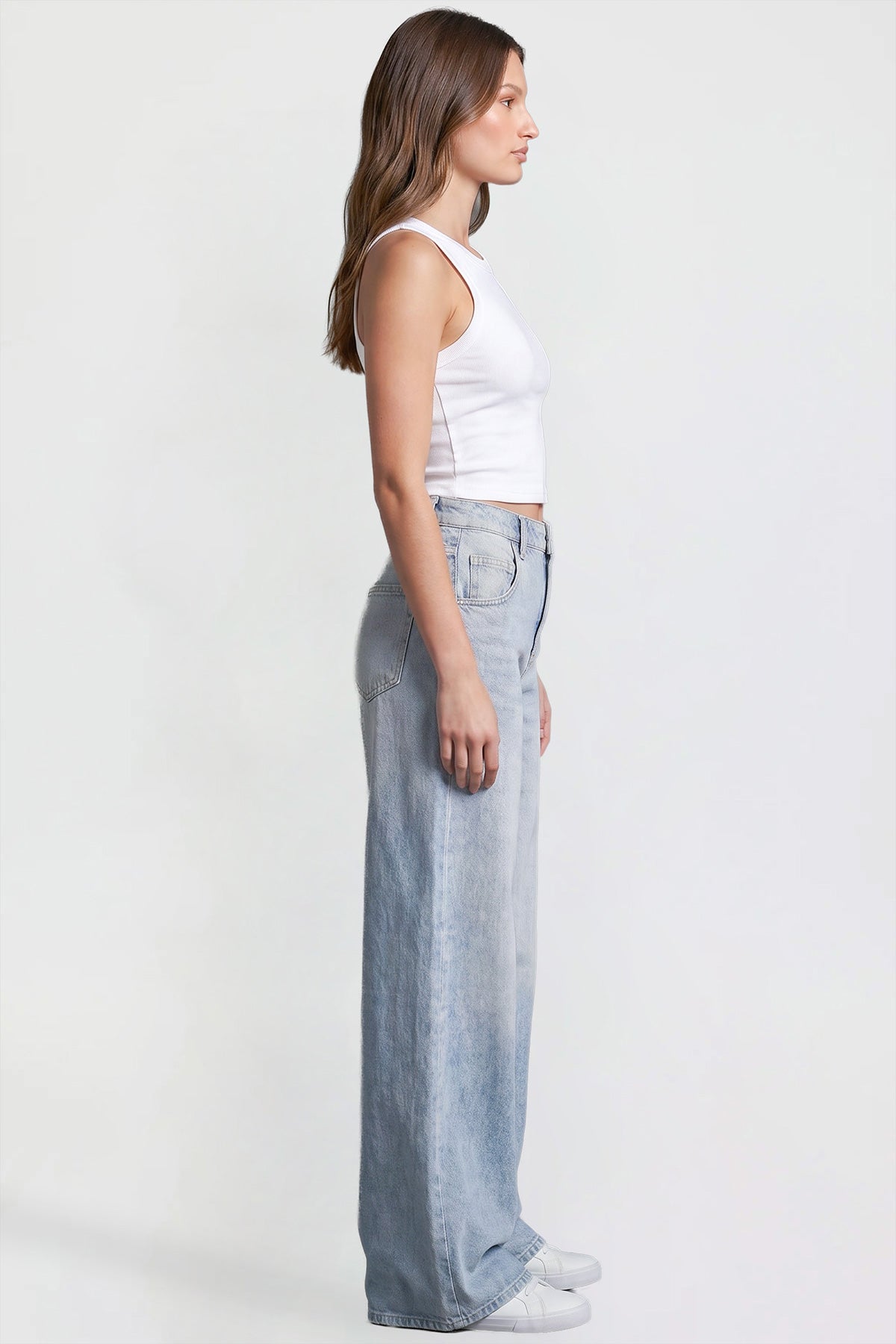 Ymi Women's Baggy Wide Leg Jeans in J Faded Blue view 6 - Womens Baggy Jeans Y2K (bottom)