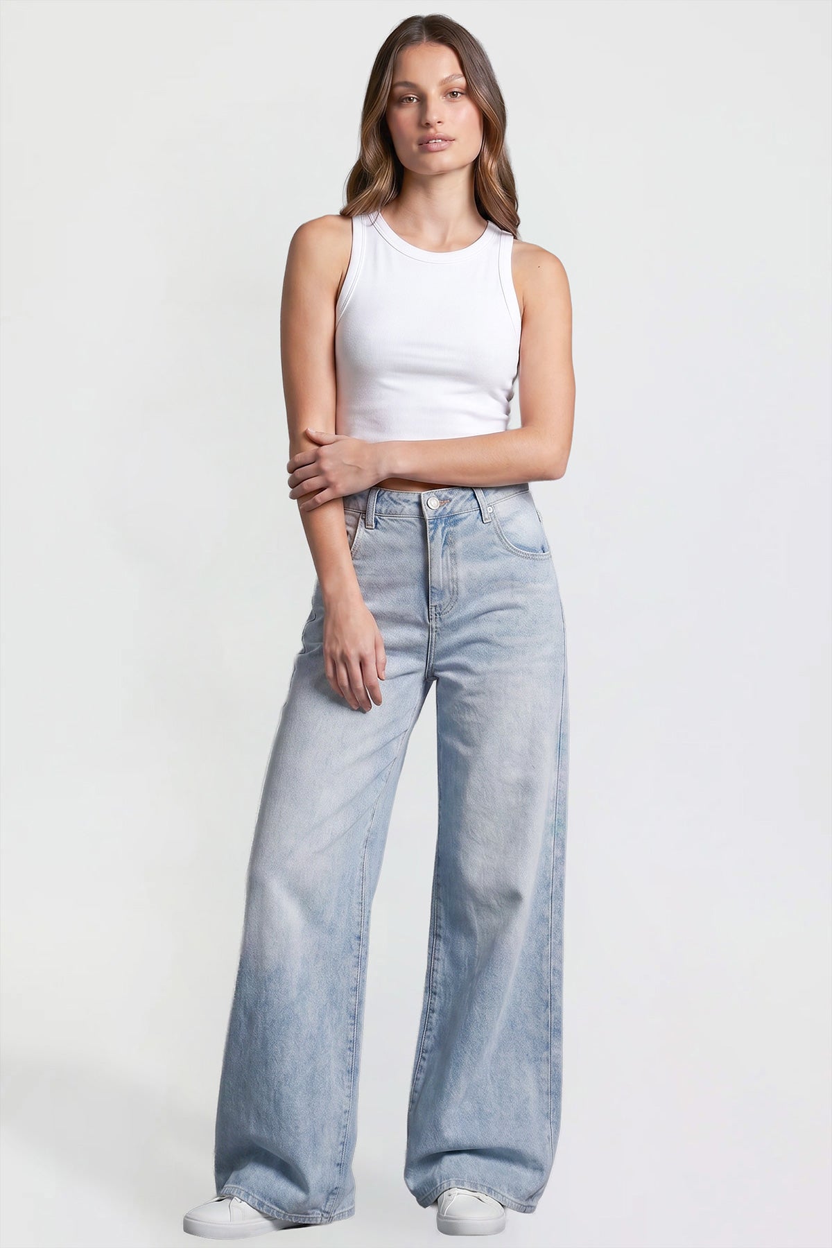 Ymi Women's Baggy Wide Leg Jeans in J Faded Blue view 7 - Womens Baggy Jeans Y2K (bottom)