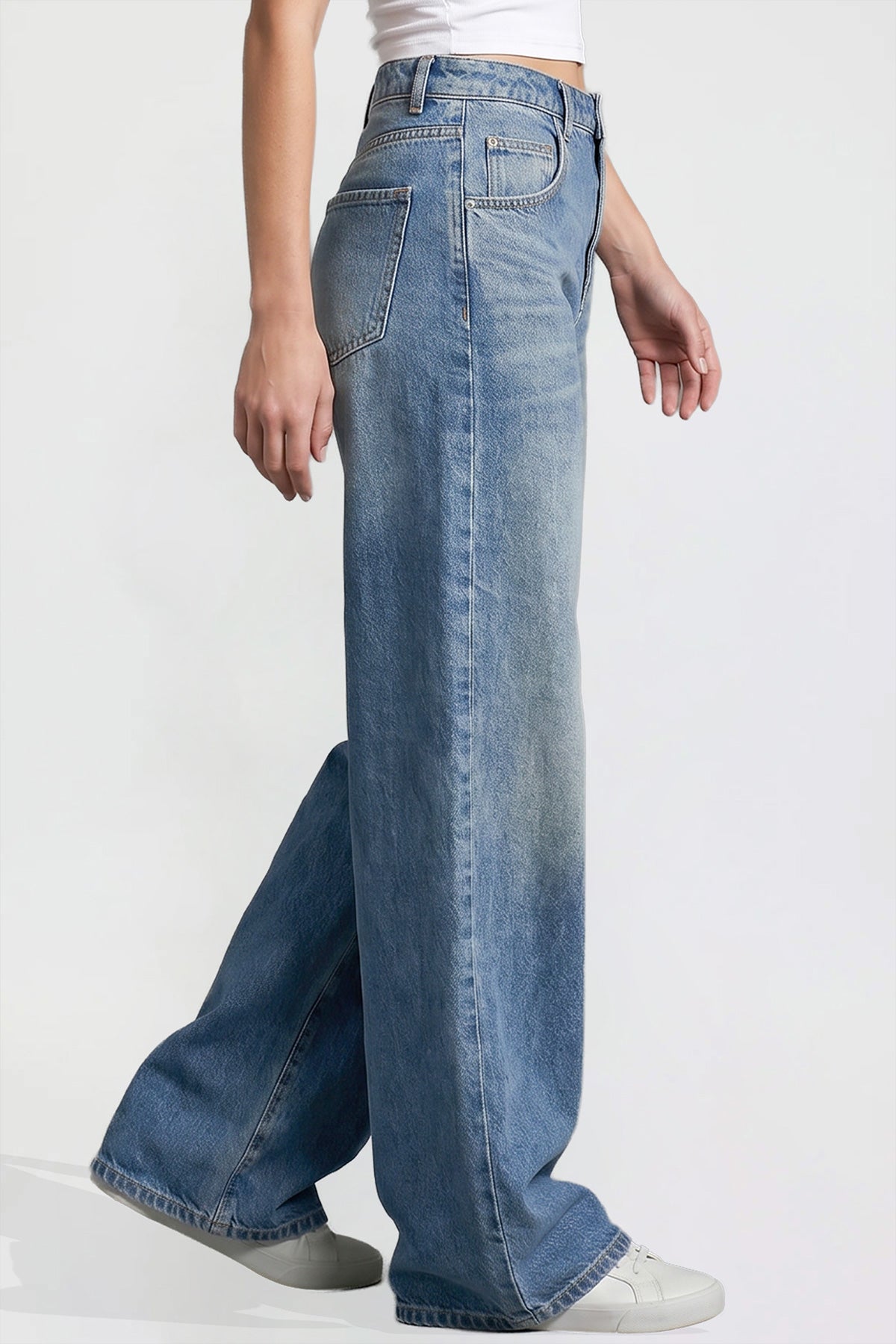 Ymi Women's Baggy Wide Leg Jeans in N Indigo Blue view 10 - Womens Baggy Jeans Y2K (bottom)