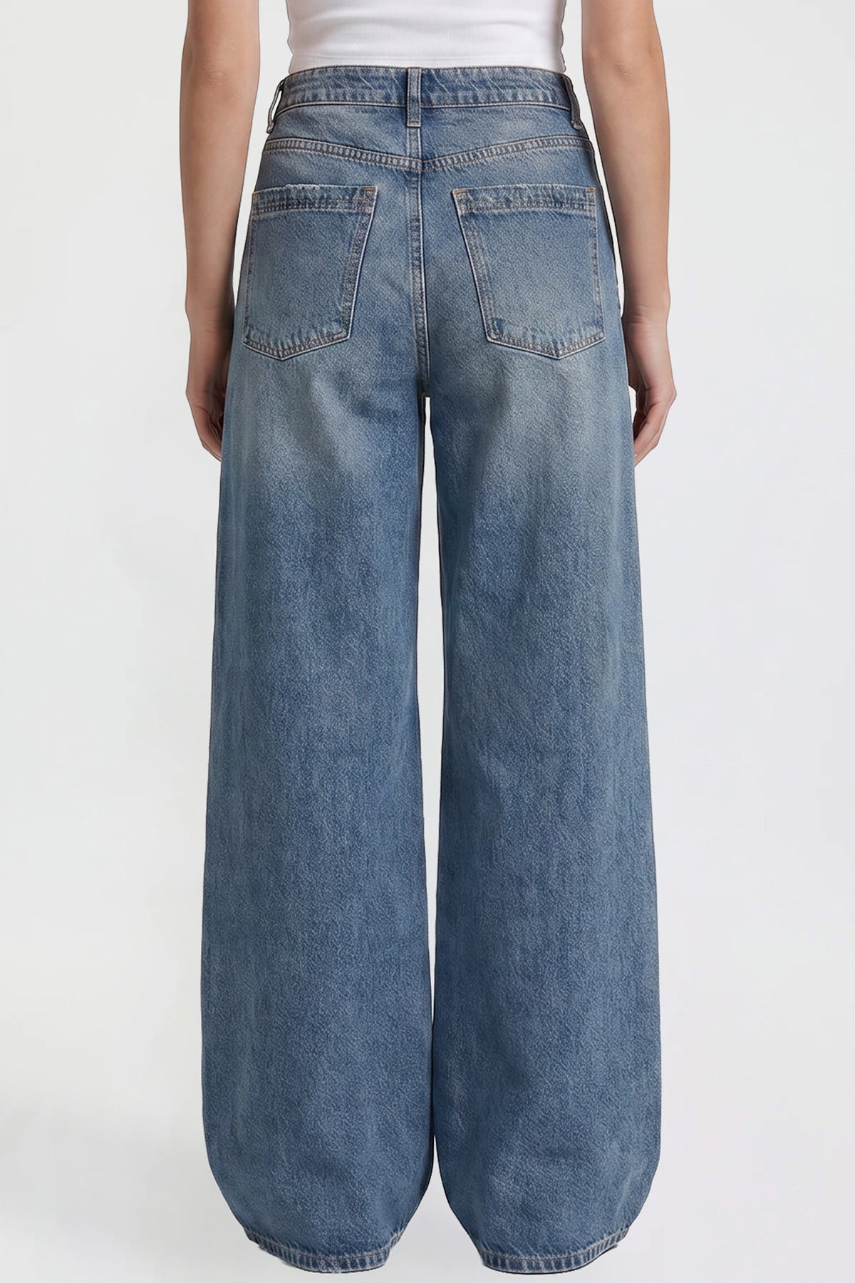 Ymi Women's Baggy Wide Leg Jeans in N Indigo Blue view 11 - Womens Baggy Jeans Y2K (bottom)