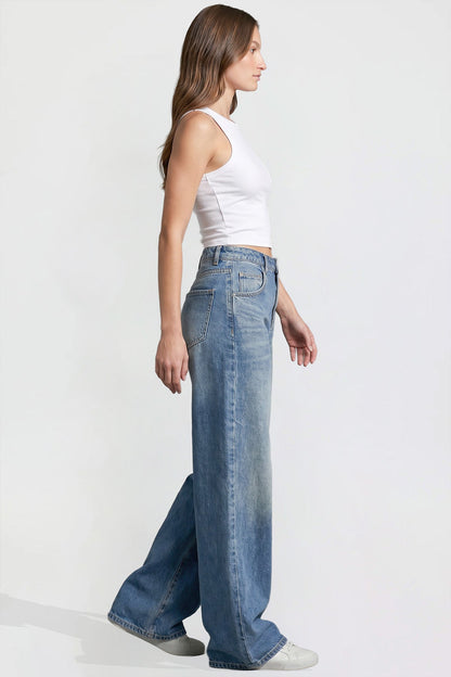 Ymi Women's Baggy Wide Leg Jeans in N Indigo Blue view 13 - Womens Baggy Jeans Y2K (bottom)