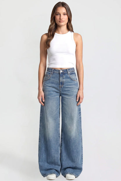 Ymi Women's Baggy Wide Leg Jeans in N Indigo Blue view 14 - Womens Baggy Jeans Y2K (bottom)
