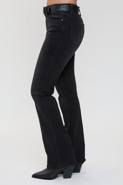 Ymi Women's Belted Bootcut Jeans in W Black view 3 - Ymi Womens Pants (bottom)
