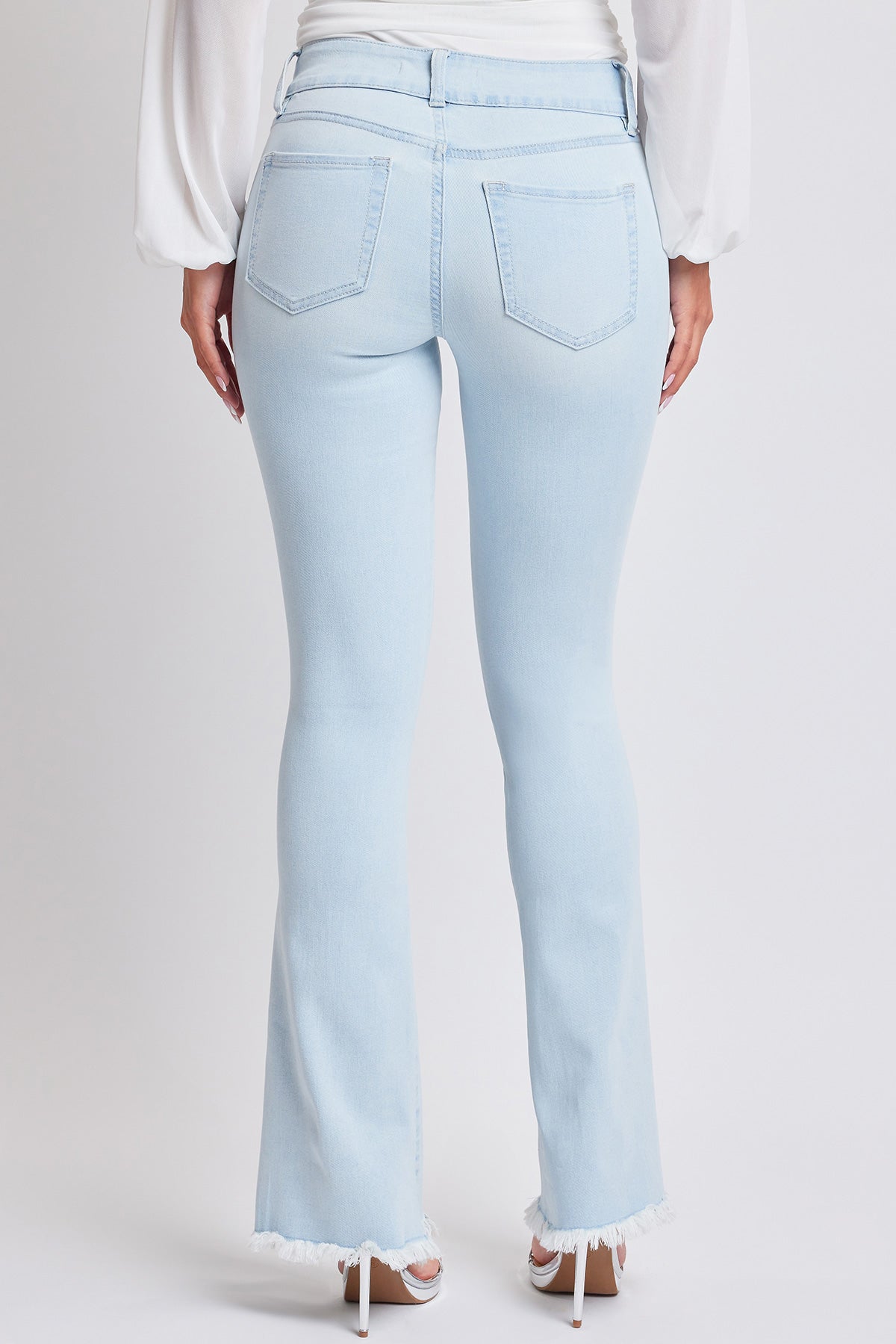 Ymi Women's Belted Flare Jeans in Q Celeste Blue view 4 - Womens Belted Jean Jacket (dress)