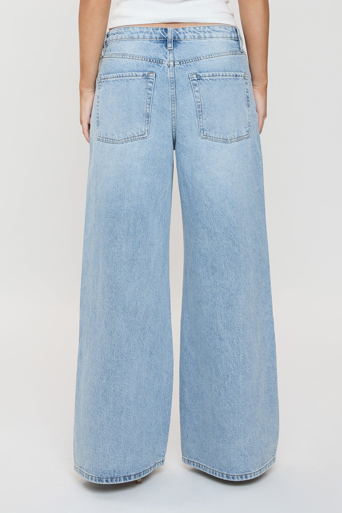 Ymi Women's Billie Baggy Wide Leg Jeans in J Faded Blue view 4 - Ymi Womens Pants (bottom)