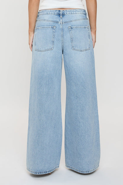 Ymi Women's Billie Baggy Wide Leg Jeans in J Faded Blue view 4 - Ymi Womens Pants (bottom)