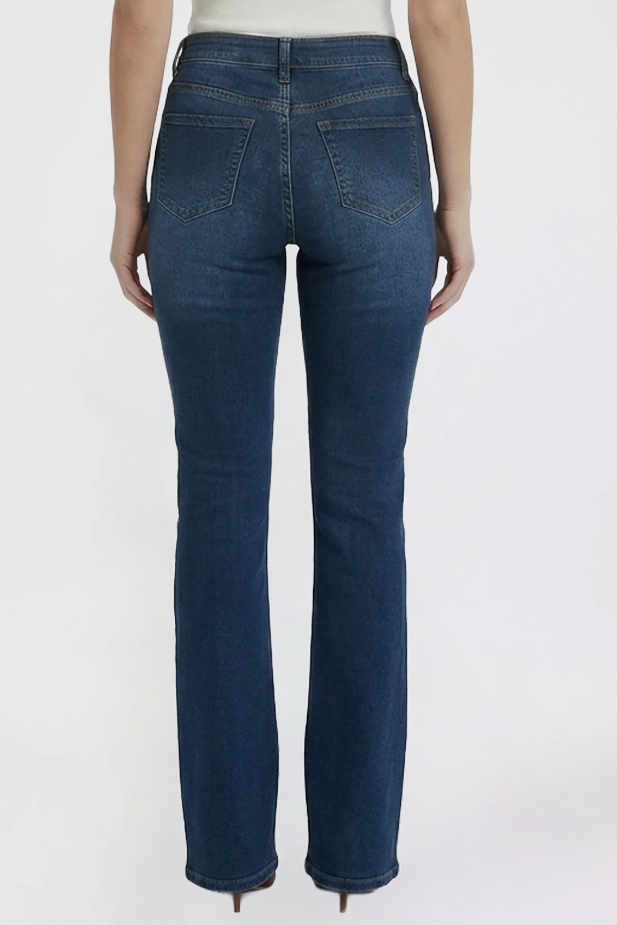 Ymi Women's Bootcut Jeans with Cross Hatch Detail in P Deep Sky Blue view 25 - High-Waisted - Womens Bootcut Jeans Mid Rise