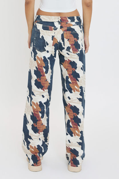 Ymi Women's Britney Printed Wide Leg Jeans in Dallas view 5 (bottom)