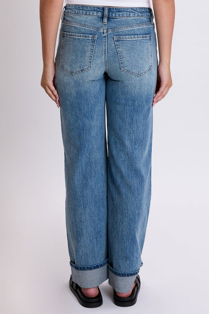 Ymi Women's Britney Wide Leg Cuff Jeans in C Sky Blue view 11 - Ymi Womens Pants (bottom)