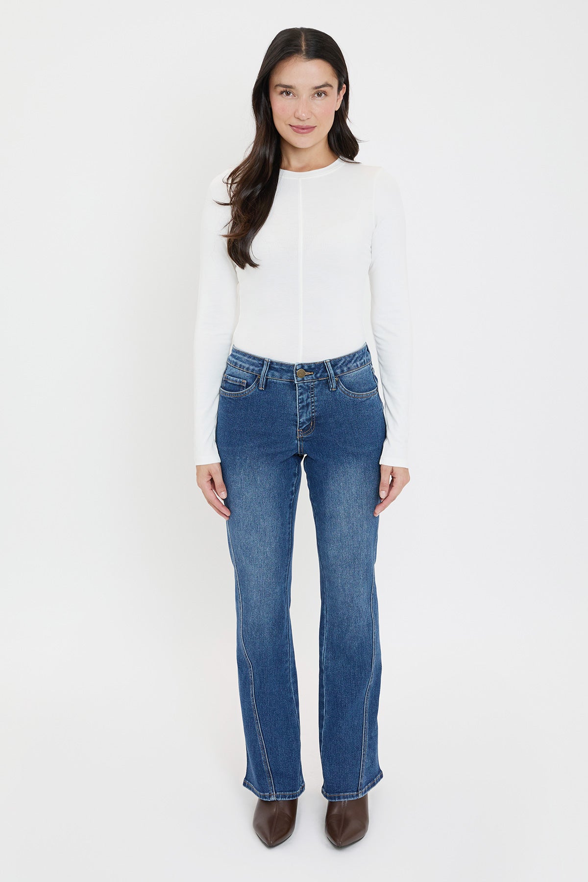 Ymi Women's Curve Seam Flare Jeans in S Midnight Sky Blue view 9 - Ymi Womens Pants (bottom)