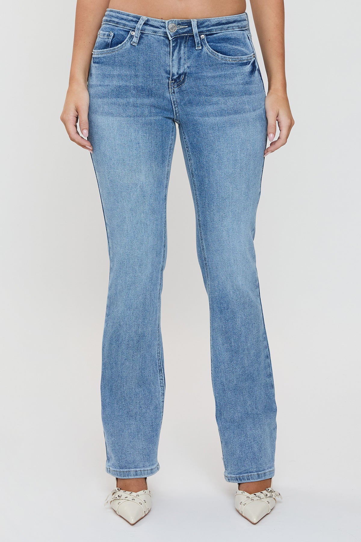 Ymi Women's Essential Bootcut Jeans in C Sky Blue view 3 - Ymi Womens Pants (bottom)