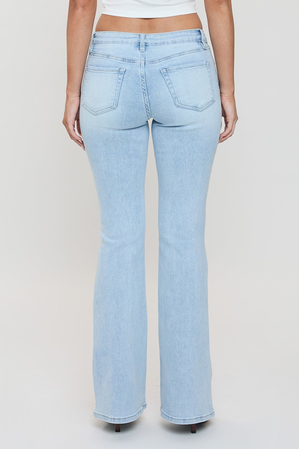 Ymi Women's Essential Flare Jeans in Q Celeste Blue Rips view 20 - Ymi Womens Pants (bottom)