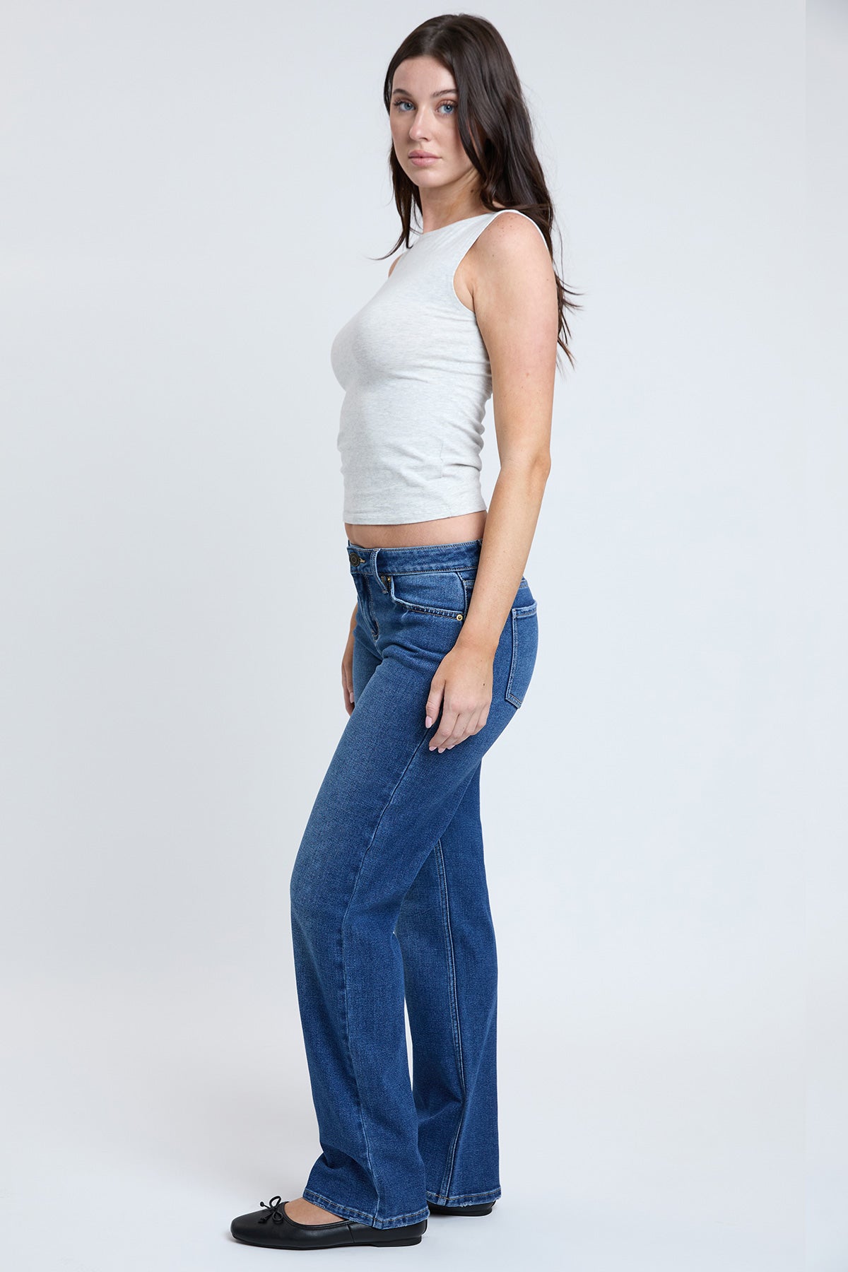 Ymi Women's Essential Straight Jeans in M Medium Blue view 5 - Ymi Womens Pants (bottom)