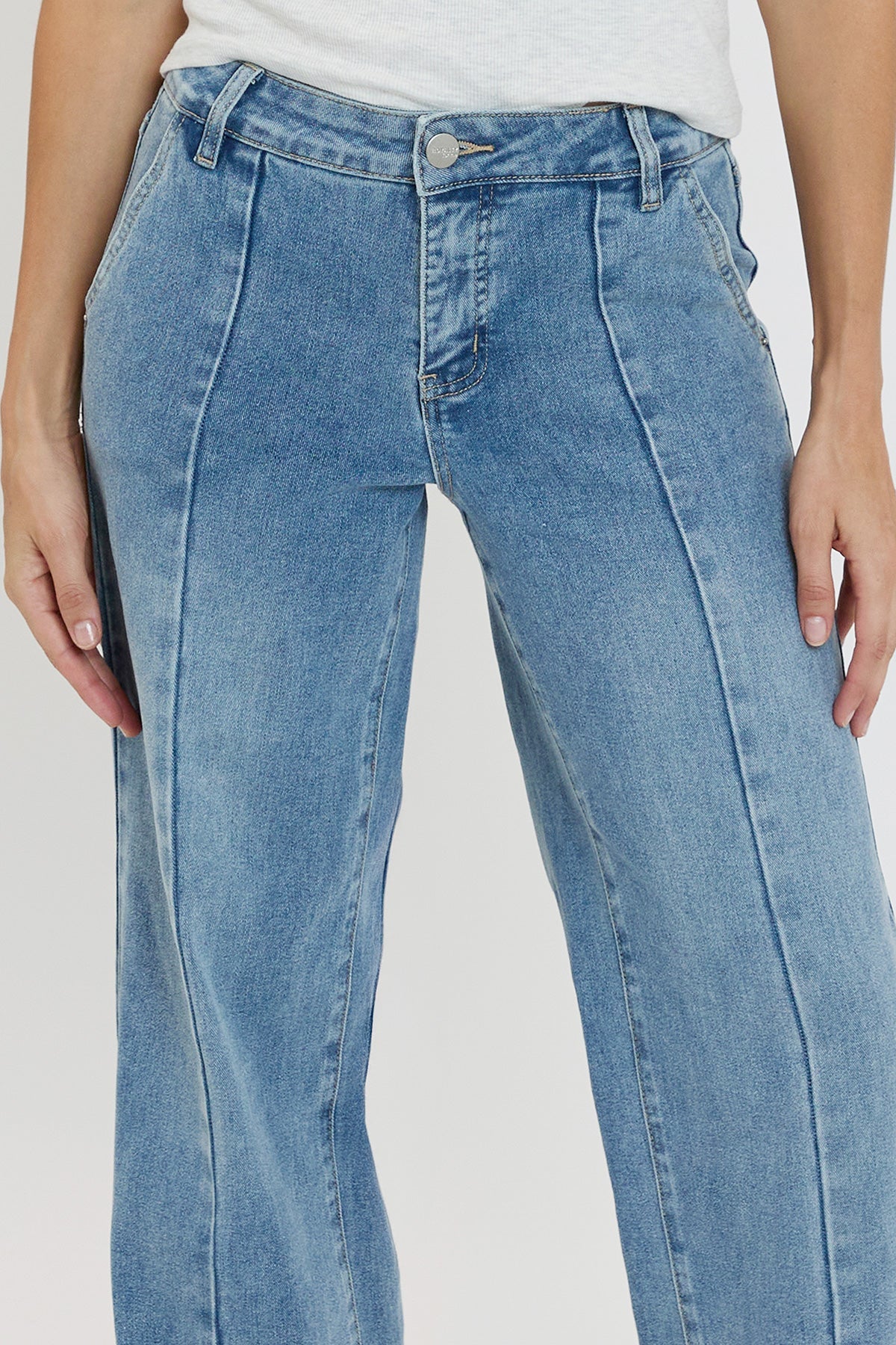 Ymi Women's Front Seam Wide Leg Jeans in C Sky Blue view 6 - Ymi Womens Pants (bottom)