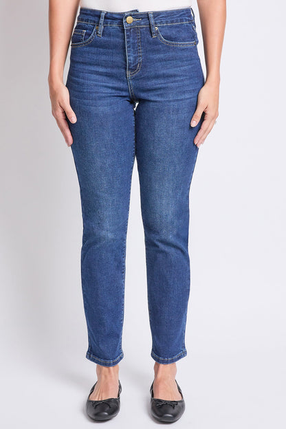 Ymi Women's High Rise Basic 5 Pocket Straight Jeans in S Midnight Sky Blue view 10 - High-Waisted - Ymi Womens Pants