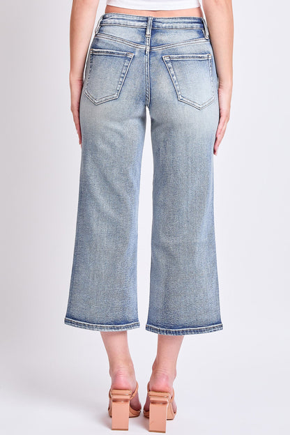 Ymi Women's High Rise Cropped Wide Leg in RT Tinted Olympic Blue view 10 - High-Waisted (bottom)
