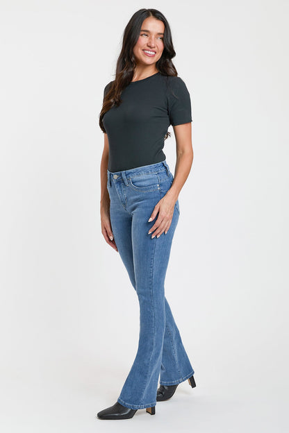 Ymi Women's High Rise Curve Confidence Bootcut Jeans in W Black view 7 - High-Waisted - Ymi Womens Pants (bottom)