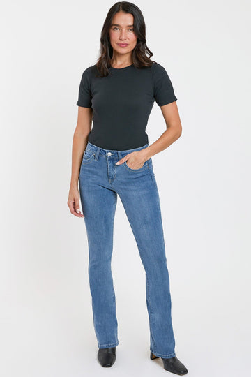 Ymi Women's High Rise Curve Confidence Bootcut Jeans - MeeeShop Women's Fashion