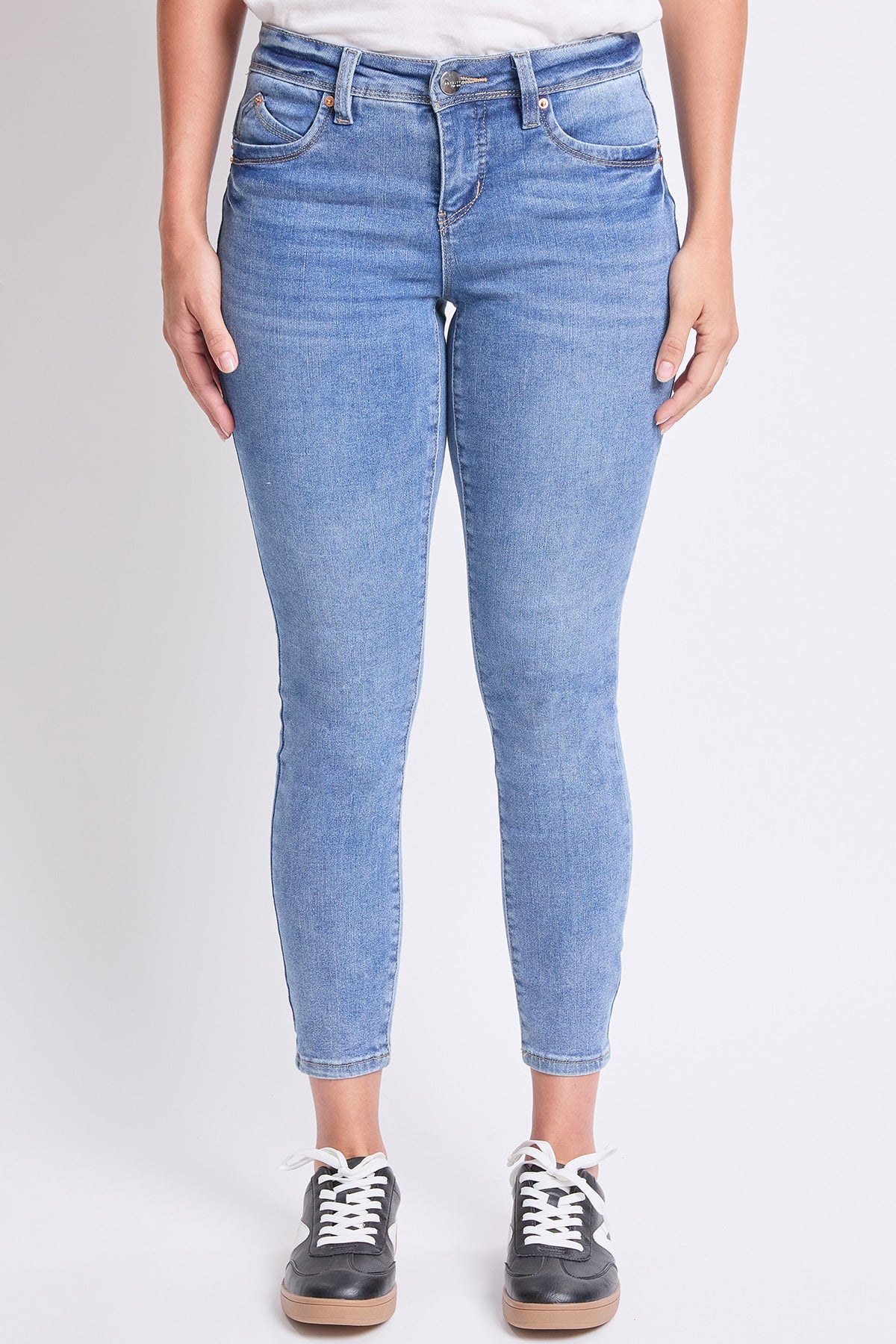 Ymi Women's High Rise Curve Confidence Skinny Jeans in M Medium Blue view 14 - High-Waisted - Ymi Womens Pants (bottom)