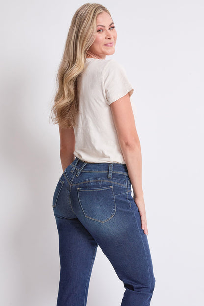 Ymi Women's High Rise Curve Confidence Straight Jeans in D Dark Blue view 11 - High-Waisted - Ymi Womens Pants (bottom)