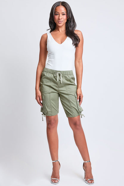 Ymi Women's High Rise Long Cargo Shorts in Charcoal view 5 - High-Waisted - Women'S Ymi Jean Shorts (bottom)