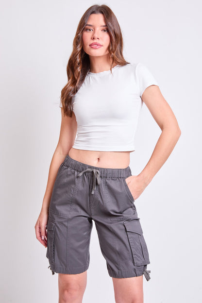 Ymi Women's High Rise Long Cargo Shorts view 12 - High-Waisted - Women'S Ymi Jean Shorts (bottom)