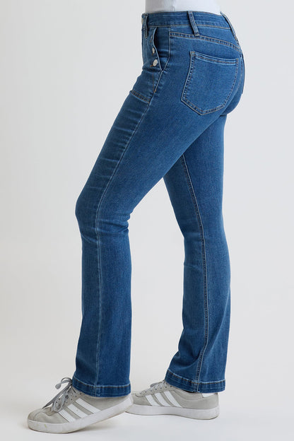 Ymi Women's High Rise Sailor Bootcut in M Medium Blue view 3 - High-Waisted - Women'S Bootcut High Rise Jeans (bottom)