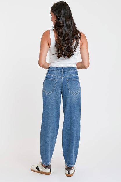Ymi Women's High Rise Seamed Barrel Jeans view 10 - High-Waisted - Ymi Womens Pants (bottom)
