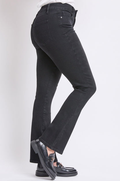 Ymi Women's High Rise Slim Bootcut Jeans in W Black view 3 - High-Waisted - Women High Jeans (bottom)