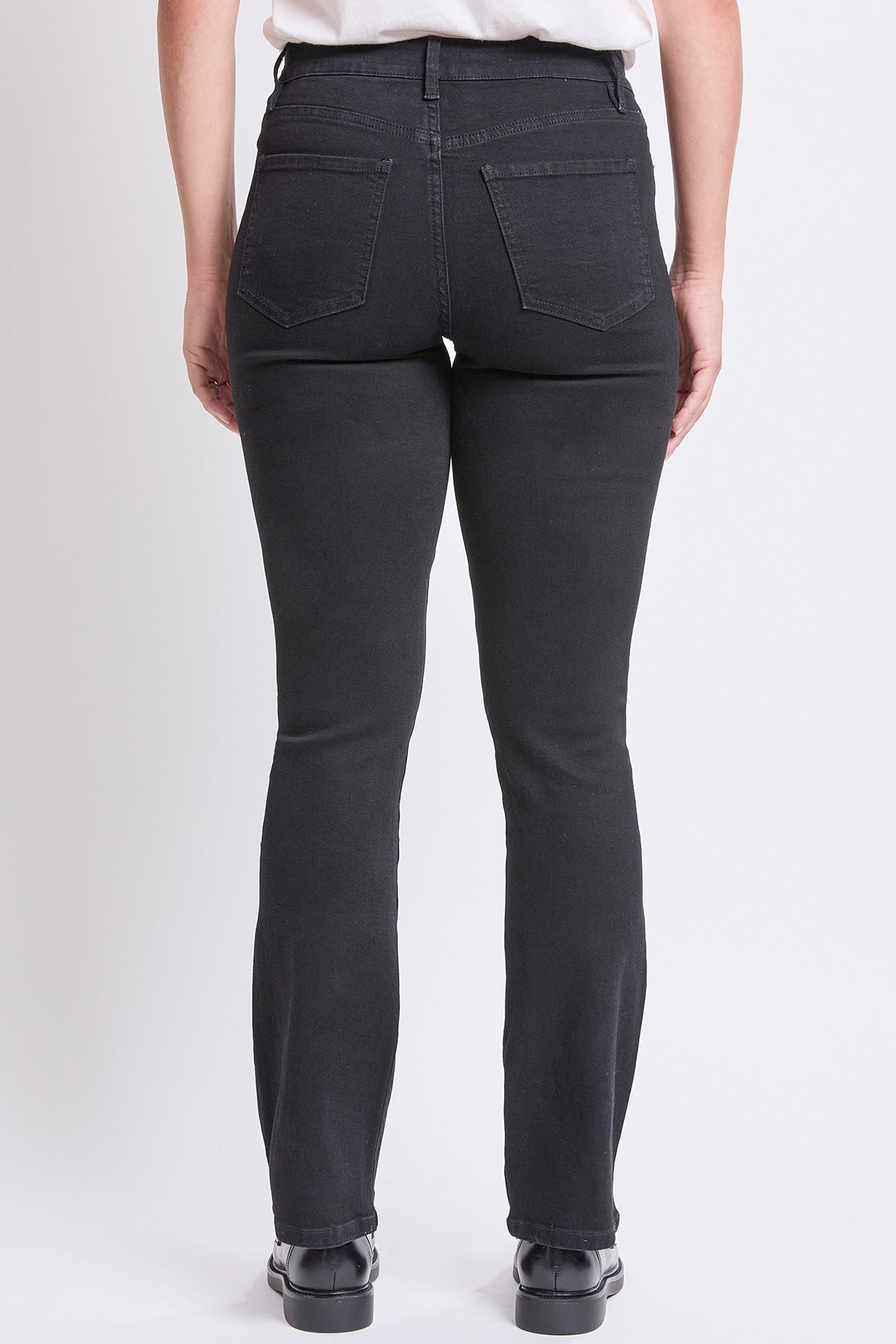 Ymi Women's High Rise Slim Bootcut Jeans in W Black view 4 - High-Waisted - Women High Jeans (bottom)