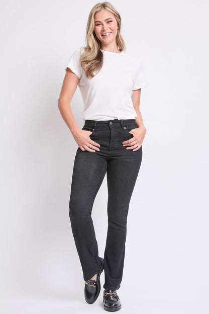 Ymi Women's High Rise Slim Bootcut Jeans in W Black view 5 - High-Waisted - Women High Jeans (bottom)