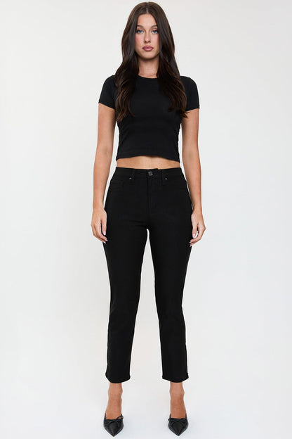 Ymi Women's Hyperstretch Cropped Straight Pants in Berry Rose view 11 - Comfort Stretch - Ymi Womens Jeans (bottom)