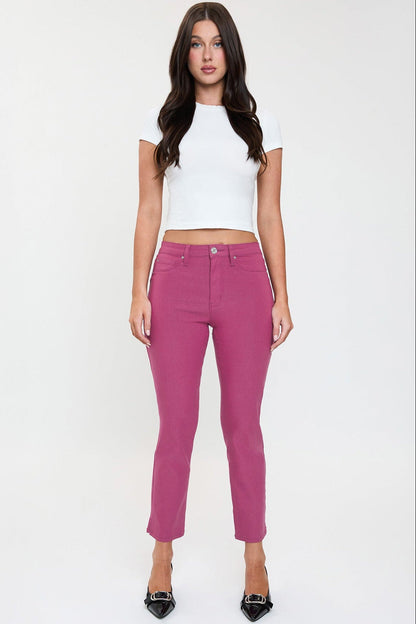 Ymi Women's Hyperstretch Cropped Straight Pants in Dark Berry view 18 - Comfort Stretch - Ymi Womens Jeans (bottom)