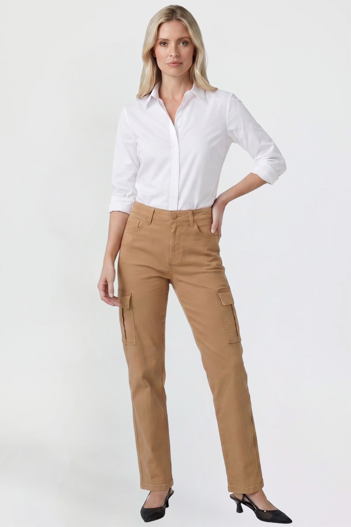 Ymi Women's Hyperstretch Straight Cargo Pants view 7 - Comfort Stretch (bottom)