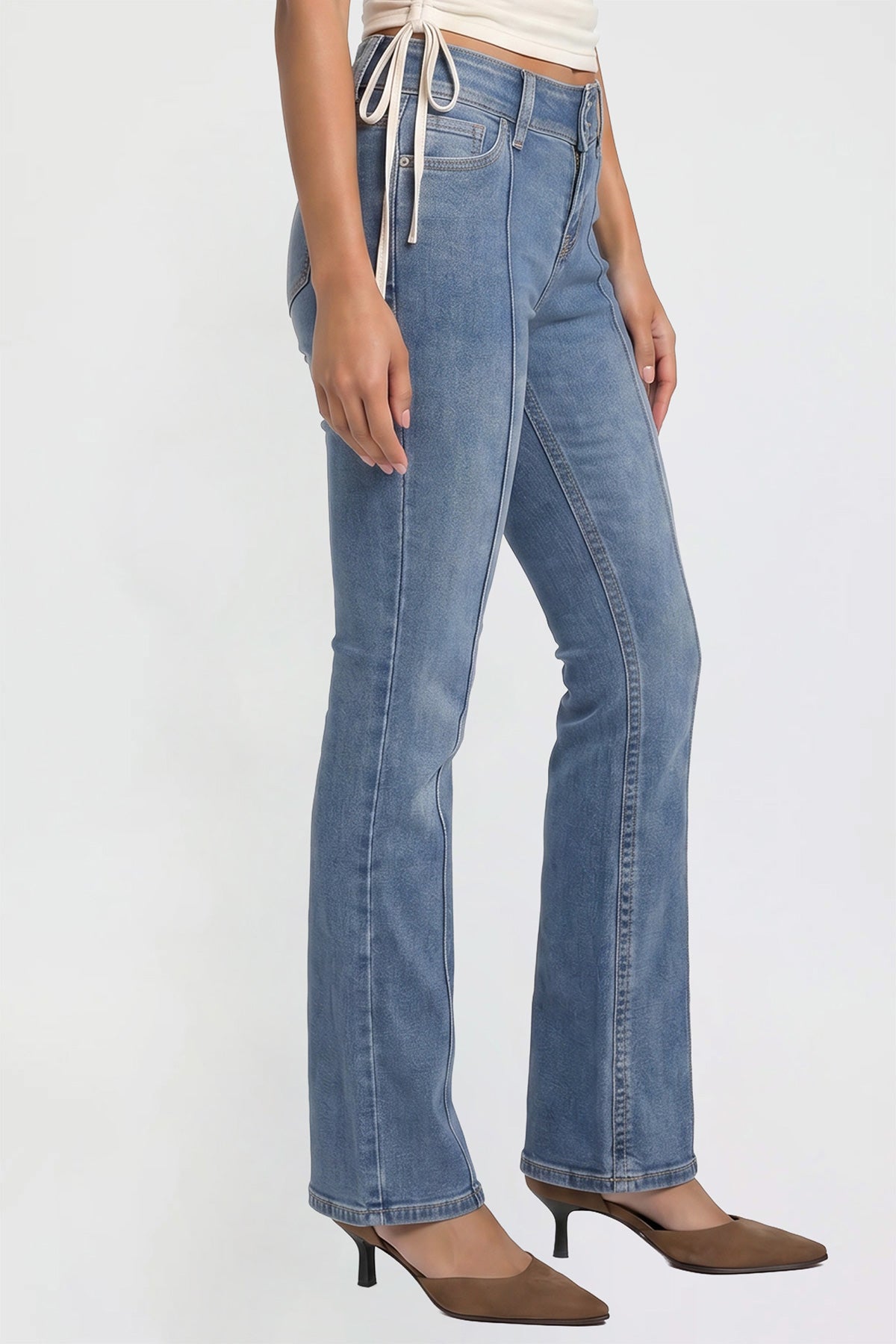 Ymi Women's Jessie Mid Rise Bootcut Jeans in M Medium Blue view 12 - Jessie Toy Story Jeans Women (bottom)