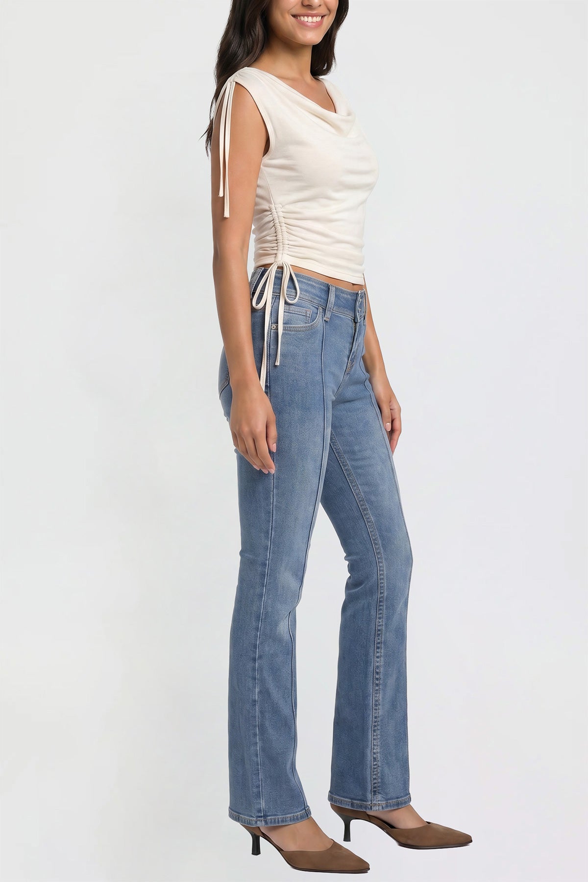 Ymi Women's Jessie Mid Rise Bootcut Jeans in M Medium Blue view 13 - Jessie Toy Story Jeans Women (bottom)