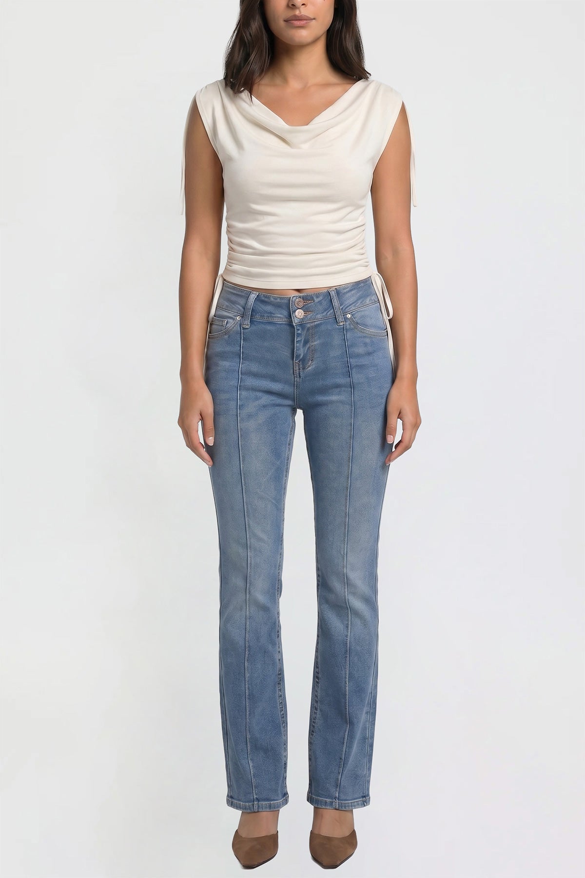 Ymi Women's Jessie Mid Rise Bootcut Jeans in M Medium Blue view 9 - Jessie Toy Story Jeans Women (bottom)