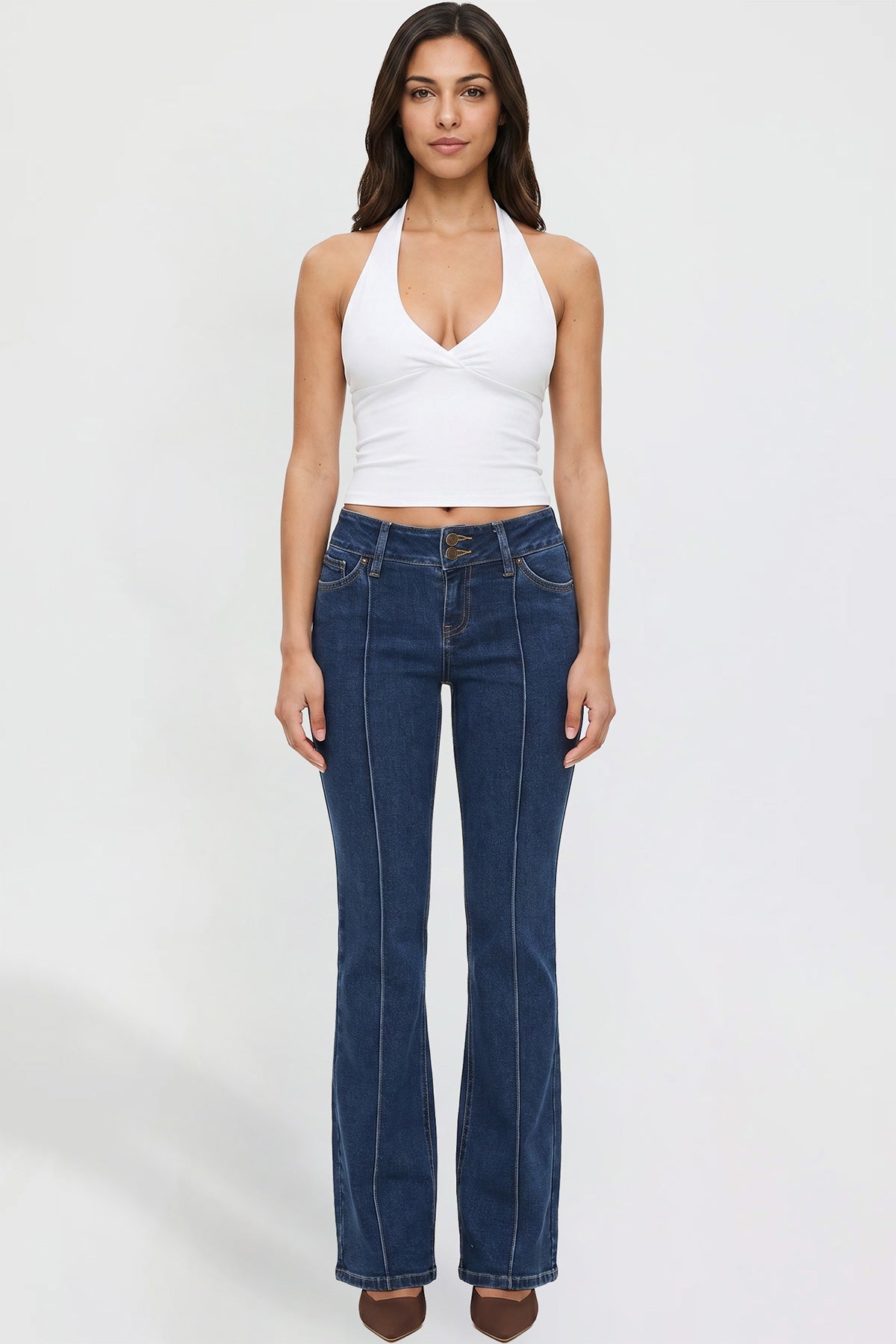 Ymi Women's Jessie Mid Rise Bootcut Jeans in N Indigo Blue - Jessie Toy Story Jeans Women (bottom)