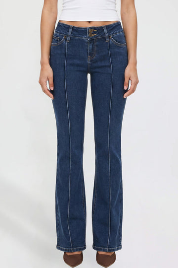 Ymi Women's Jessie Mid Rise Bootcut Jeans in N Indigo Blue view 2 - Jessie Toy Story Jeans Women (bottom)