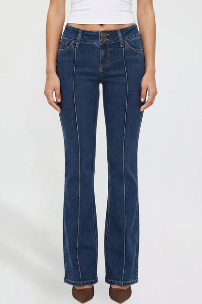 Ymi Women's Jessie Mid Rise Bootcut Jeans in N Indigo Blue view 2 - Jessie Toy Story Jeans Women (bottom)