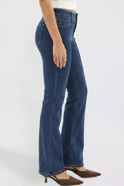Ymi Women's Jessie Mid Rise Bootcut Jeans in N Indigo Blue view 3 - Jessie Toy Story Jeans Women (bottom)