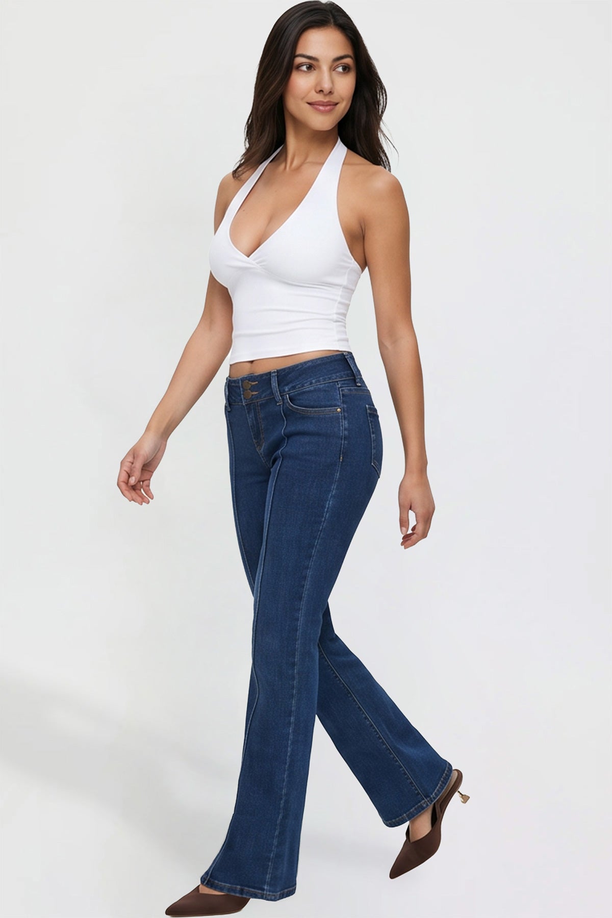 Ymi Women's Jessie Mid Rise Bootcut Jeans in N Indigo Blue view 7 - Jessie Toy Story Jeans Women (bottom)