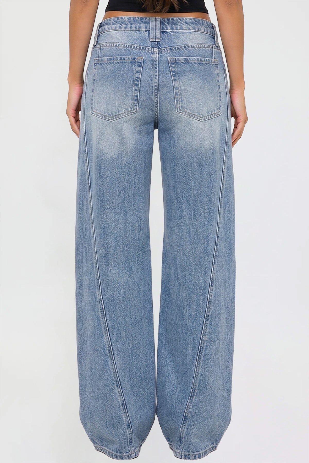 Ymi Women's Joey Seamed Ultra Wide Leg Jeans in M Medium Blue view 11 - Women'S Joey Jeans (bottom)
