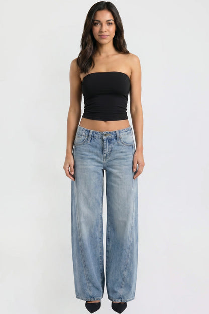 Ymi Women's Joey Seamed Ultra Wide Leg Jeans in M Medium Blue view 8 - Women'S Joey Jeans (bottom)