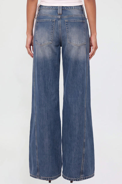 Ymi Women's Joey Seamed Ultra Wide Leg Jeans in N Indigo Blue view 4 - Women'S Joey Jeans (bottom)