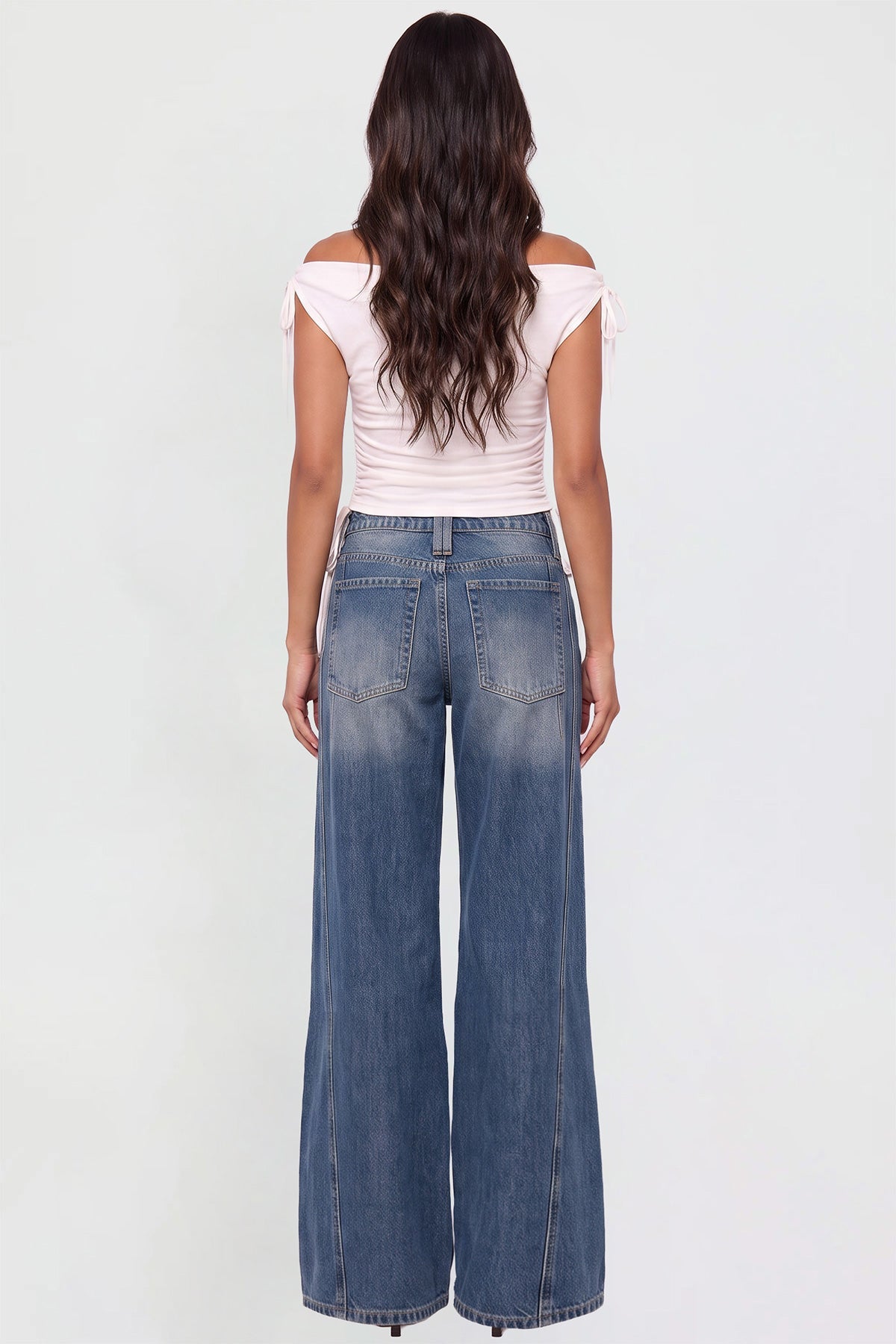 Ymi Women's Joey Seamed Ultra Wide Leg Jeans in N Indigo Blue view 6 - Women'S Joey Jeans (bottom)