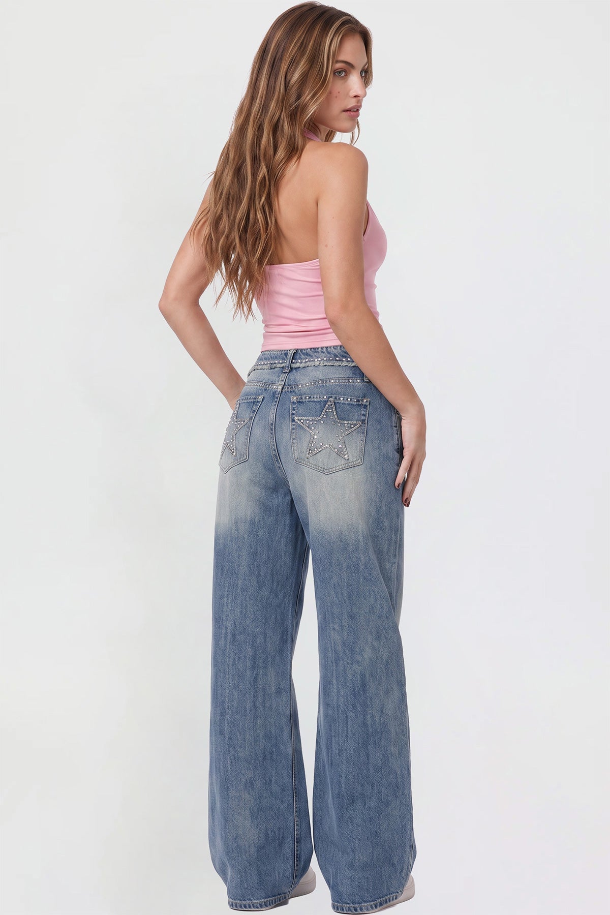 Ymi Women's Joey Super Wide Fit with Star Patch in C Sky Blue (bottom)