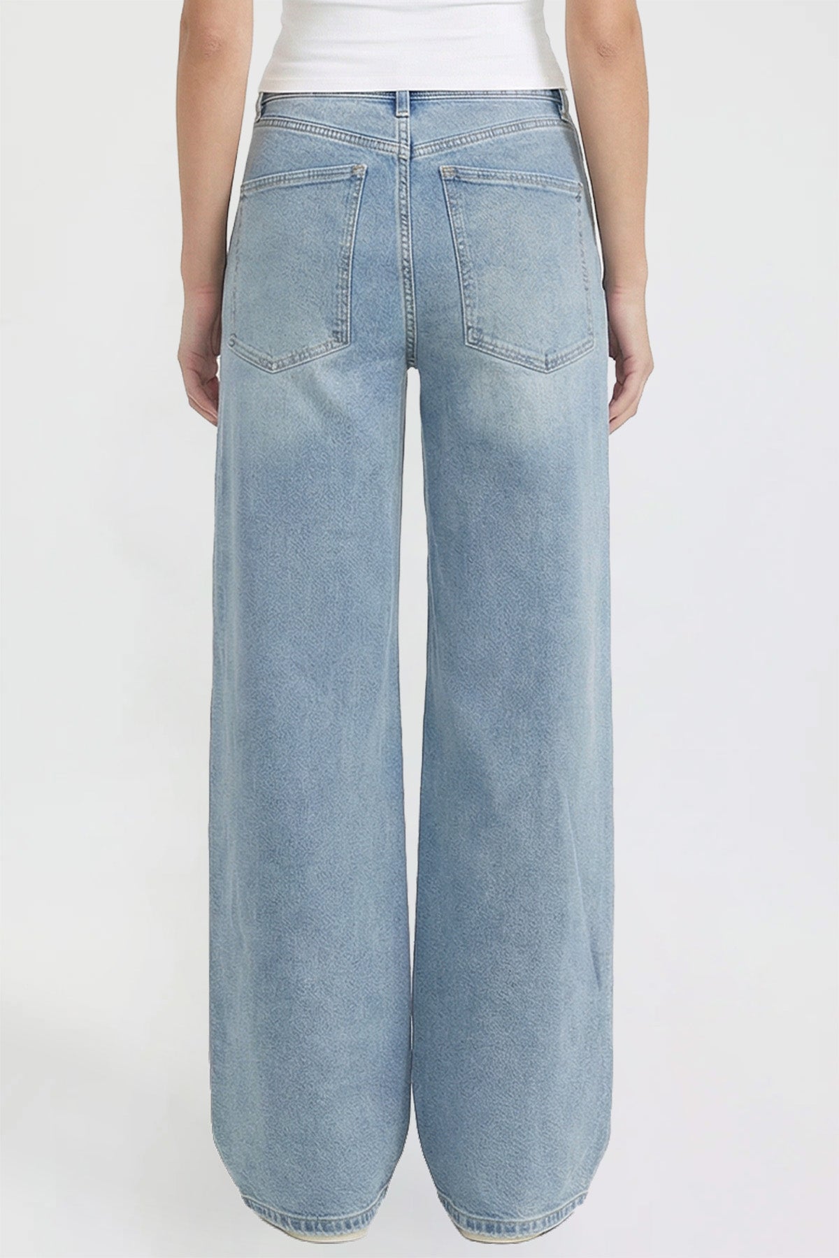 Ymi Women's Joey Super Wide Leg Jeans with Butterfly Chain in M Medium Blue view 4 - Women'S Joey Jeans (bottom)