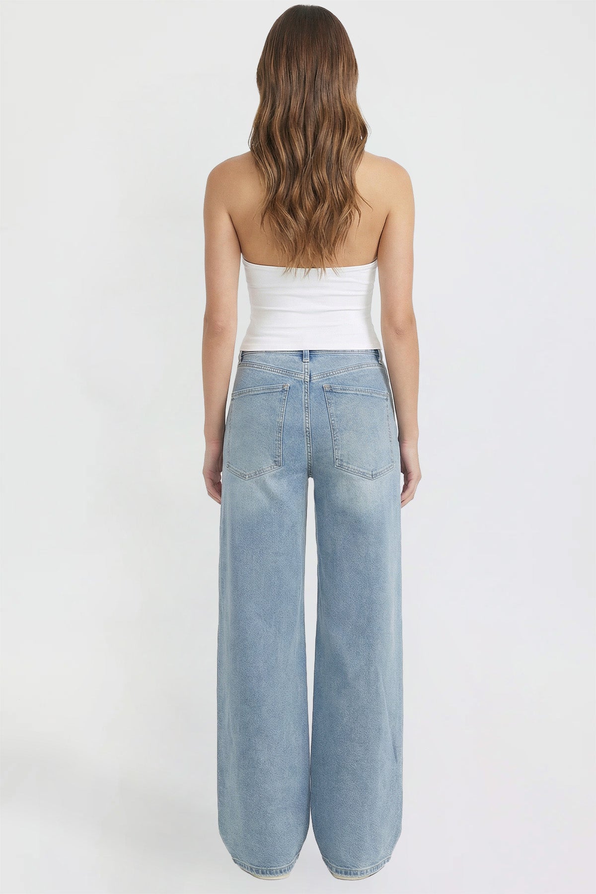 Ymi Women's Joey Super Wide Leg Jeans with Butterfly Chain in M Medium Blue view 7 - Women'S Joey Jeans (bottom)